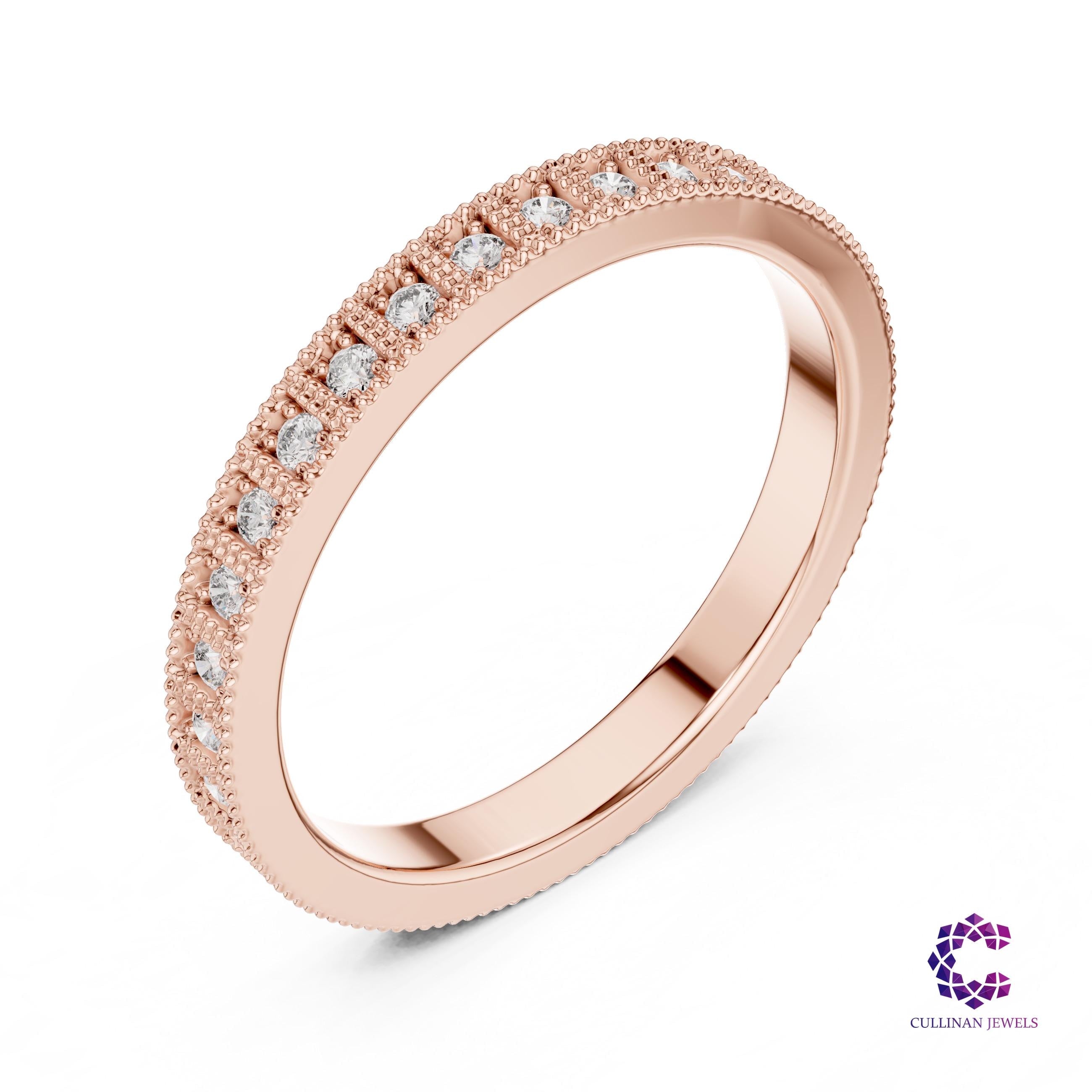 0.32 TCW Round Lab Grown Diamond Full Eternity Band in 14K or 18K Solid Gold, Slim Wedding Ring for Women