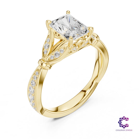 1.81 CT Radiant Cut Lab Grown Diamond Engagement Ring in 14K Solid Gold, Pavé Set Diamond Ring for Women, 18K Gold Fine Jewelry