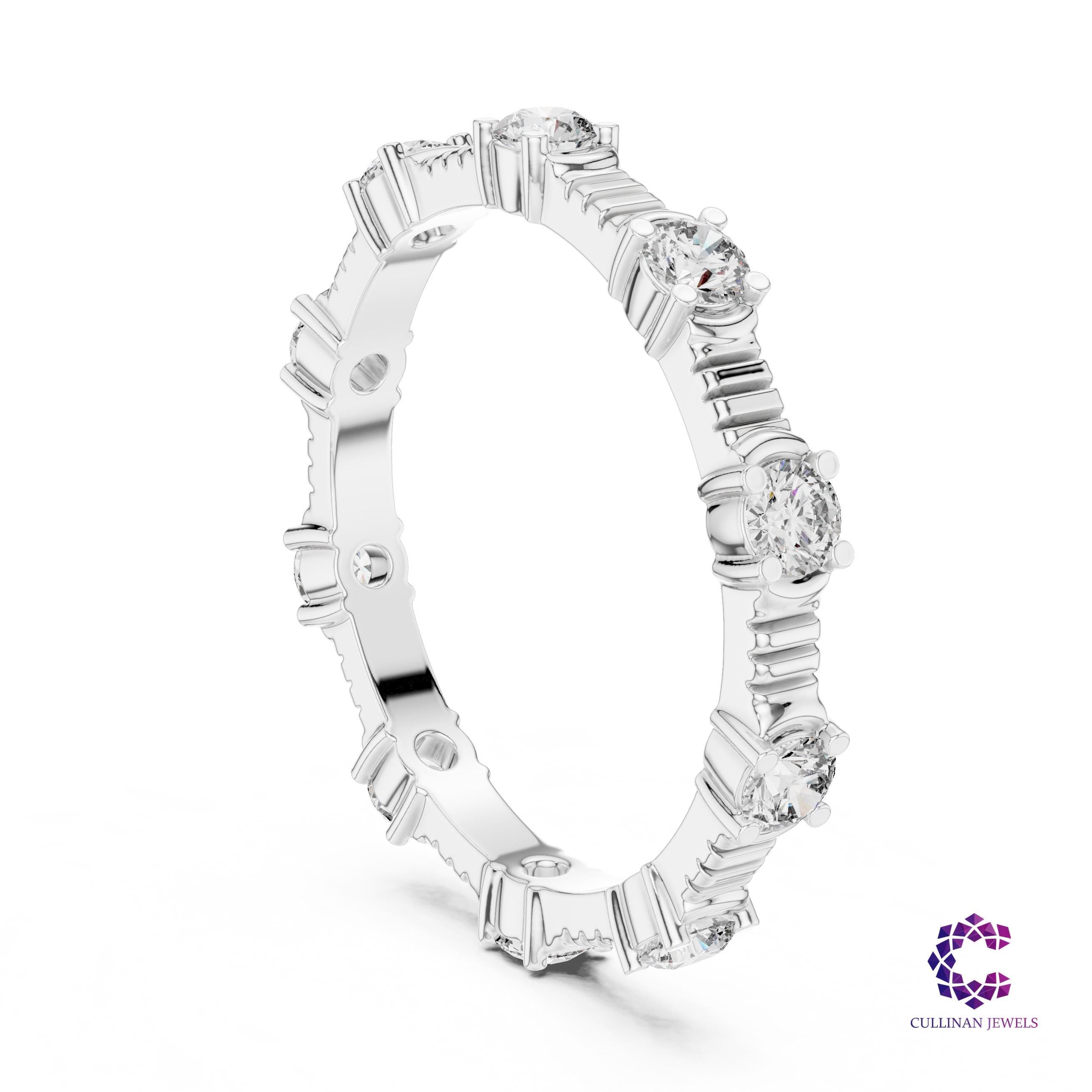 0.65 CTW Round Lab Grown Diamond Collet Eternity Band in 14K Solid Gold