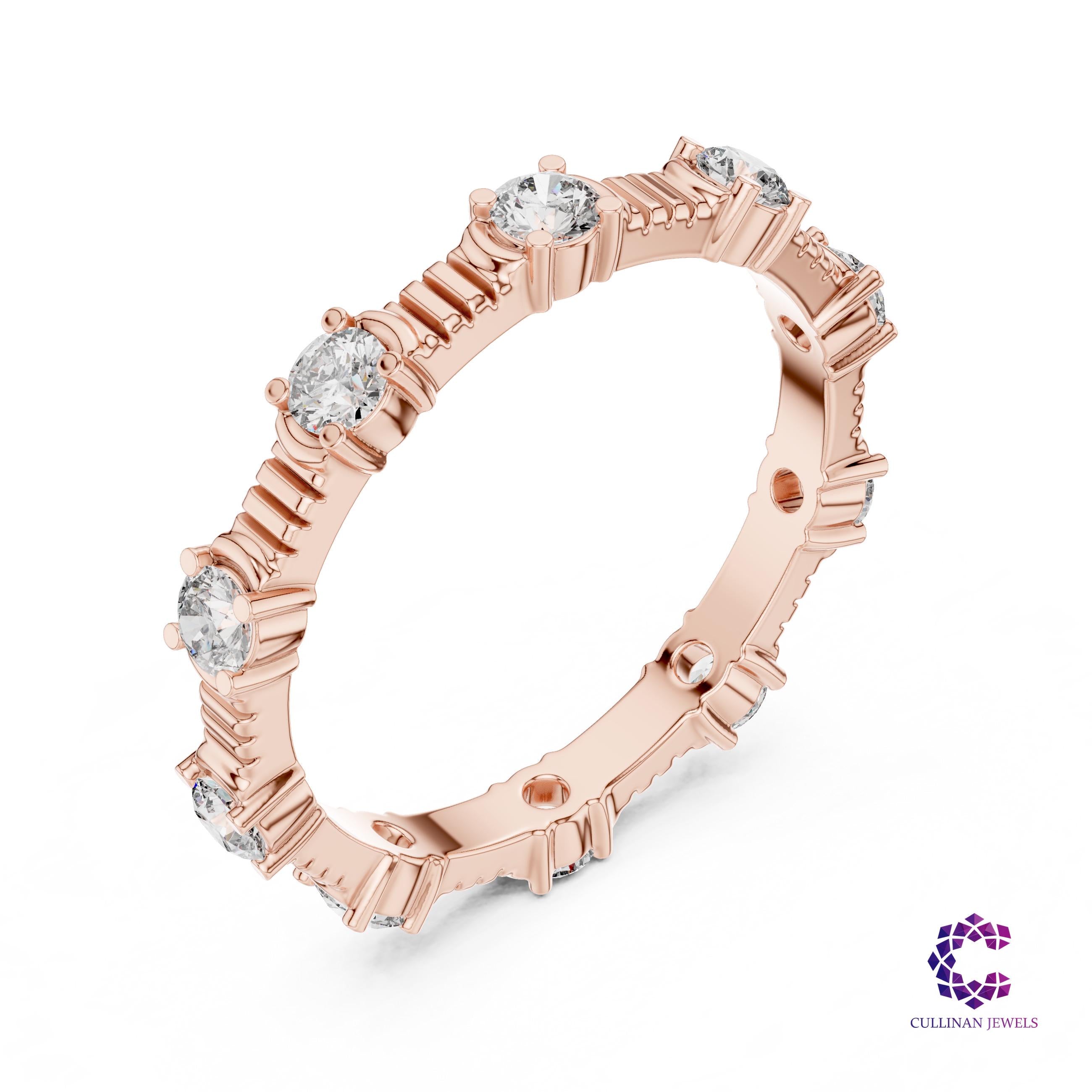 0.65 CTW Round Lab Grown Diamond Collet Eternity Band in 14K Solid Gold