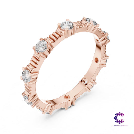 0.65 CTW Round Lab Grown Diamond Collet Eternity Band in 14K Solid Gold