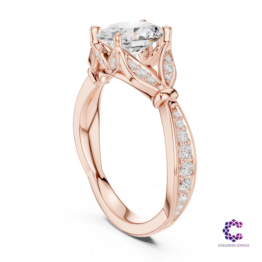 1.81 CT Oval Lab Grown Diamond Engagement Ring in 14K Solid Gold Cathedral Setting