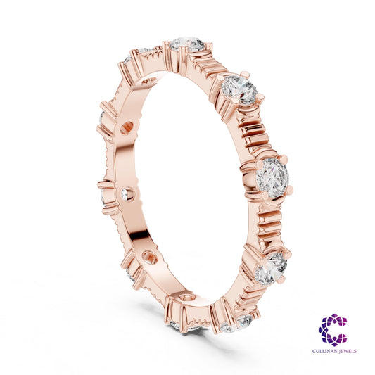 0.65 CTW Round Lab Grown Diamond Collet Eternity Band in 14K Solid Gold