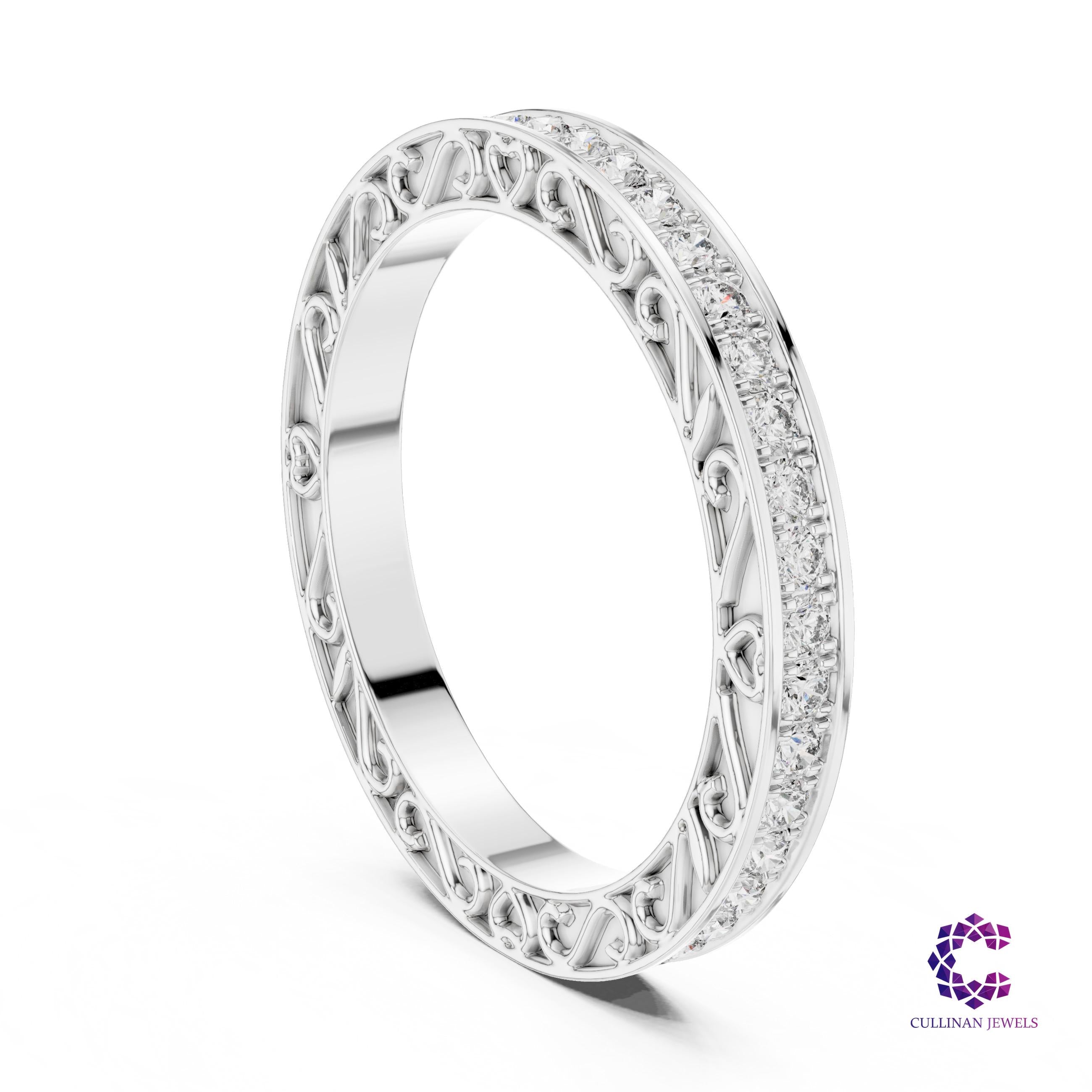 0.50ct Round Lab Grown Diamond Eternity Band in 14K Solid Gold Heart Cutout Ring