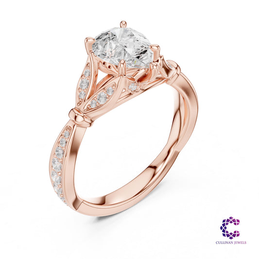 1.81 CT Pear Shape Lab Grown Diamond Cathedral Ring in 14K or 18K Solid Gold