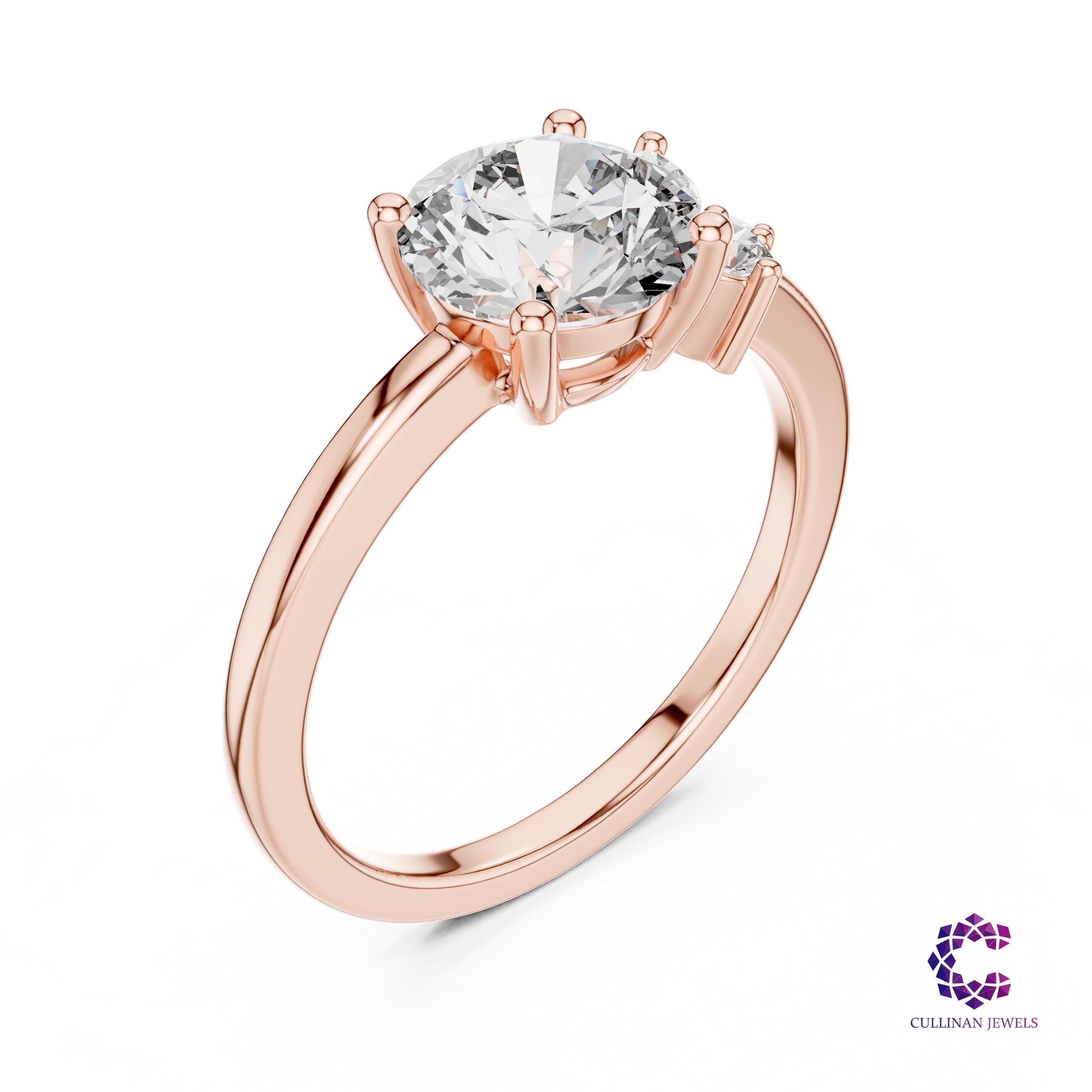 1.75 CT Round Lab Grown Diamond Asymmetrical Cluster Ring in 14K 18K Solid Gold