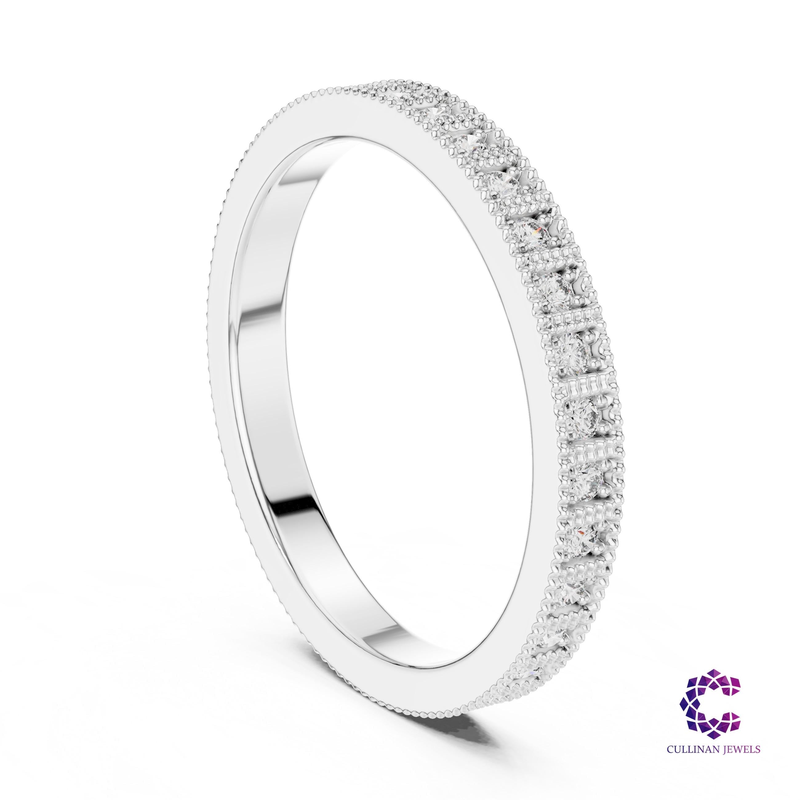 0.32 TCW Round Lab Grown Diamond Full Eternity Band in 14K or 18K Solid Gold, Slim Wedding Ring for Women