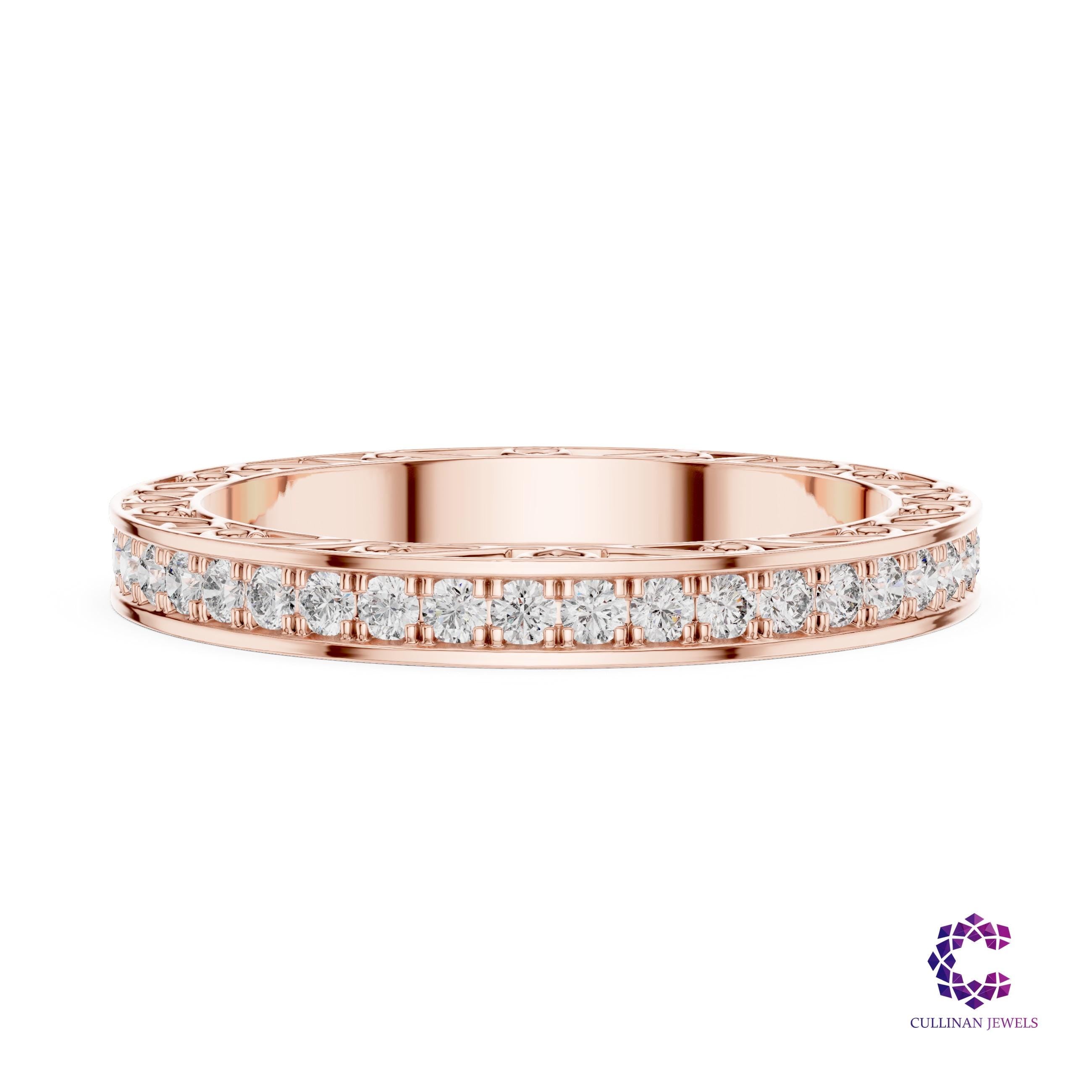 0.50ct Round Lab Grown Diamond Eternity Band in 14K Solid Gold Heart Cutout Ring