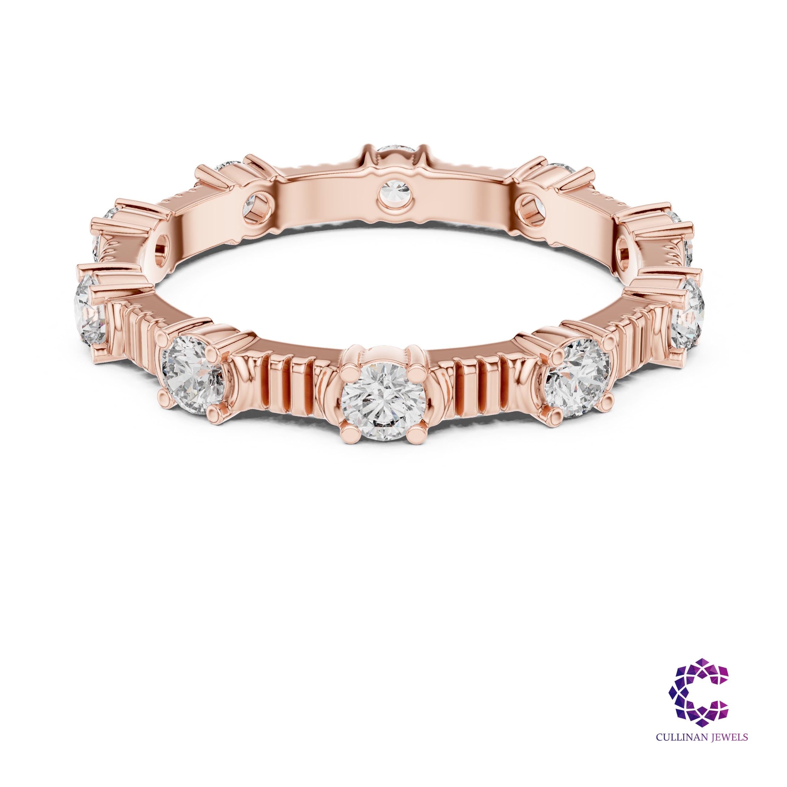 0.65 CTW Round Lab Grown Diamond Collet Eternity Band in 14K Solid Gold