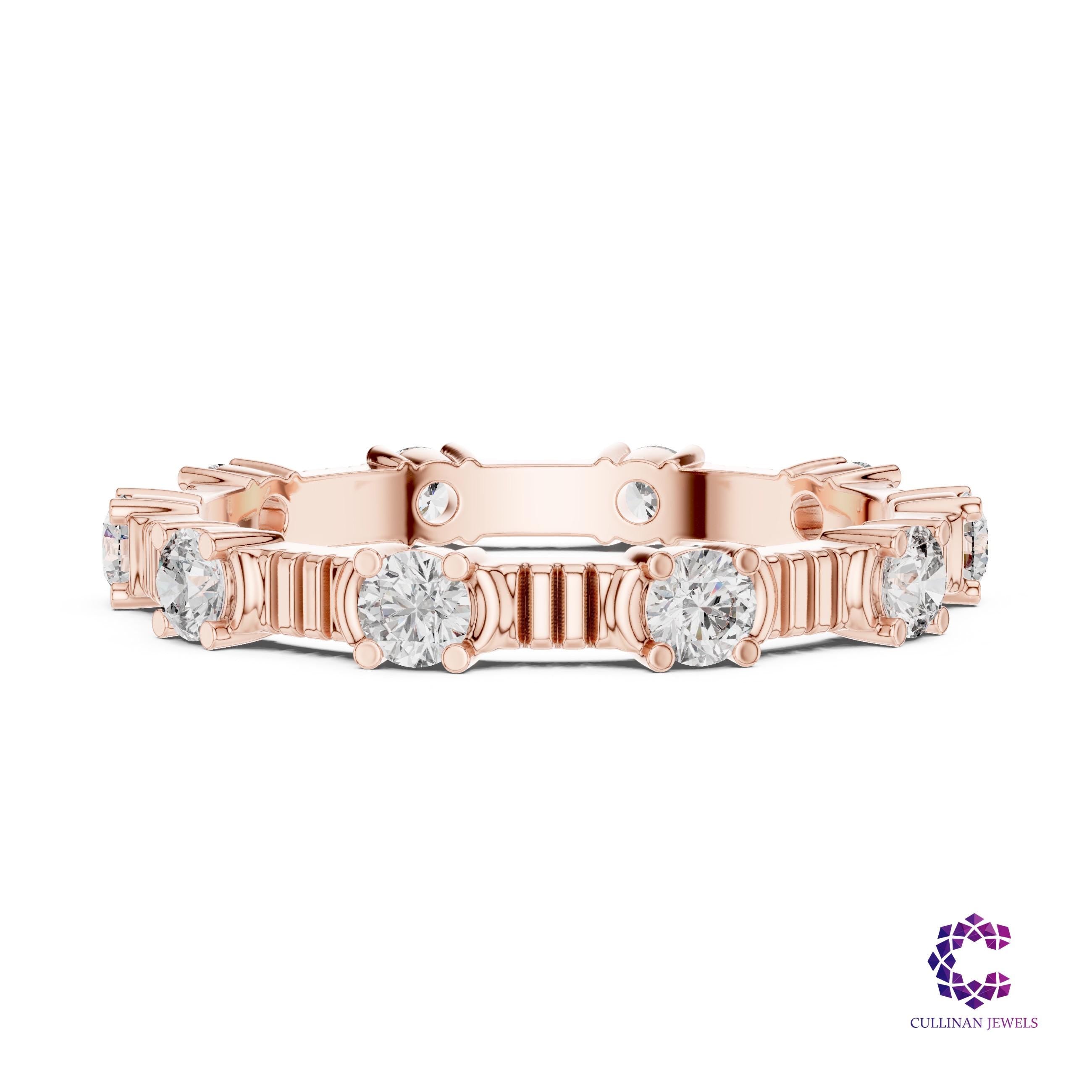 0.65 CTW Round Lab Grown Diamond Collet Eternity Band in 14K Solid Gold