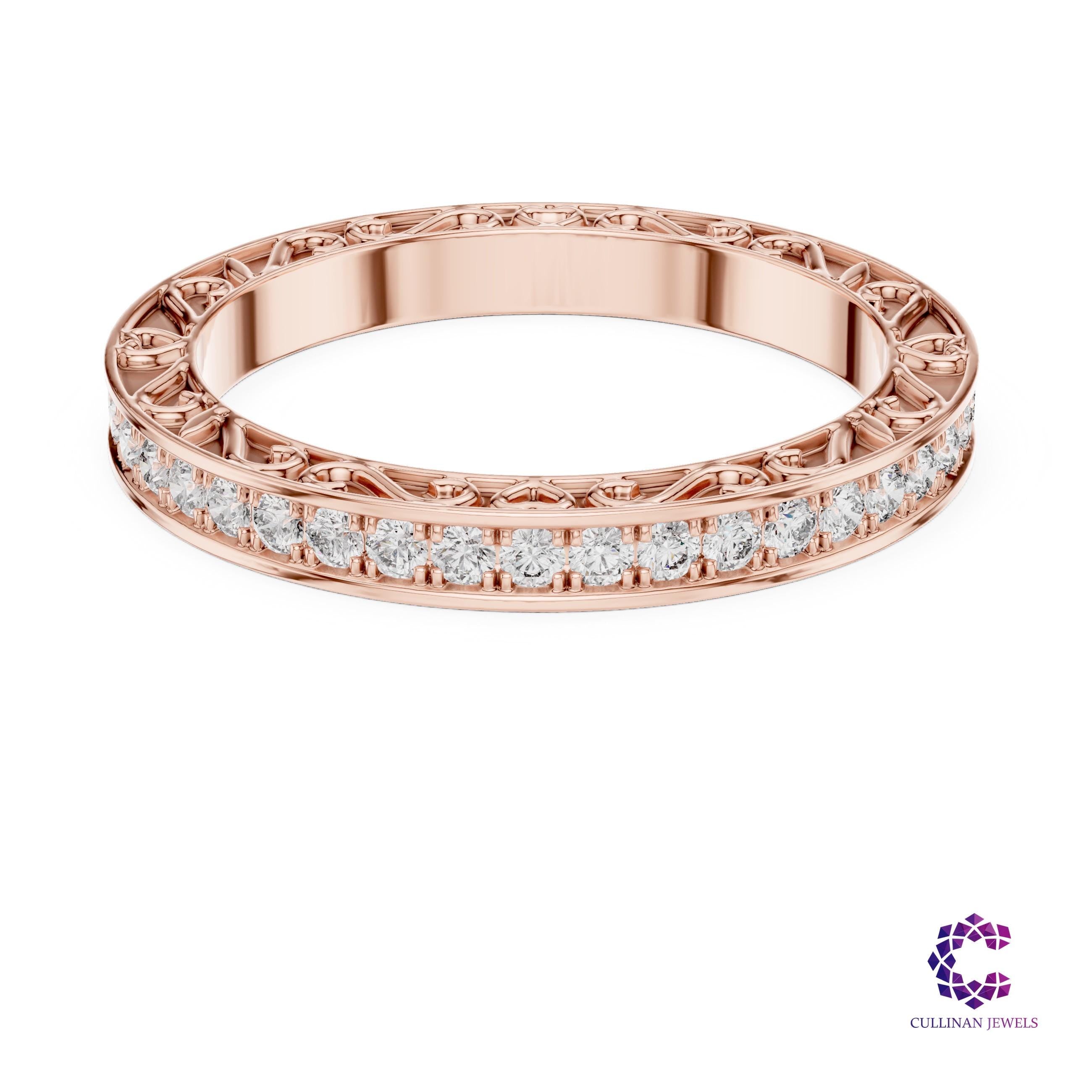 0.50ct Round Lab Grown Diamond Eternity Band in 14K Solid Gold Heart Cutout Ring