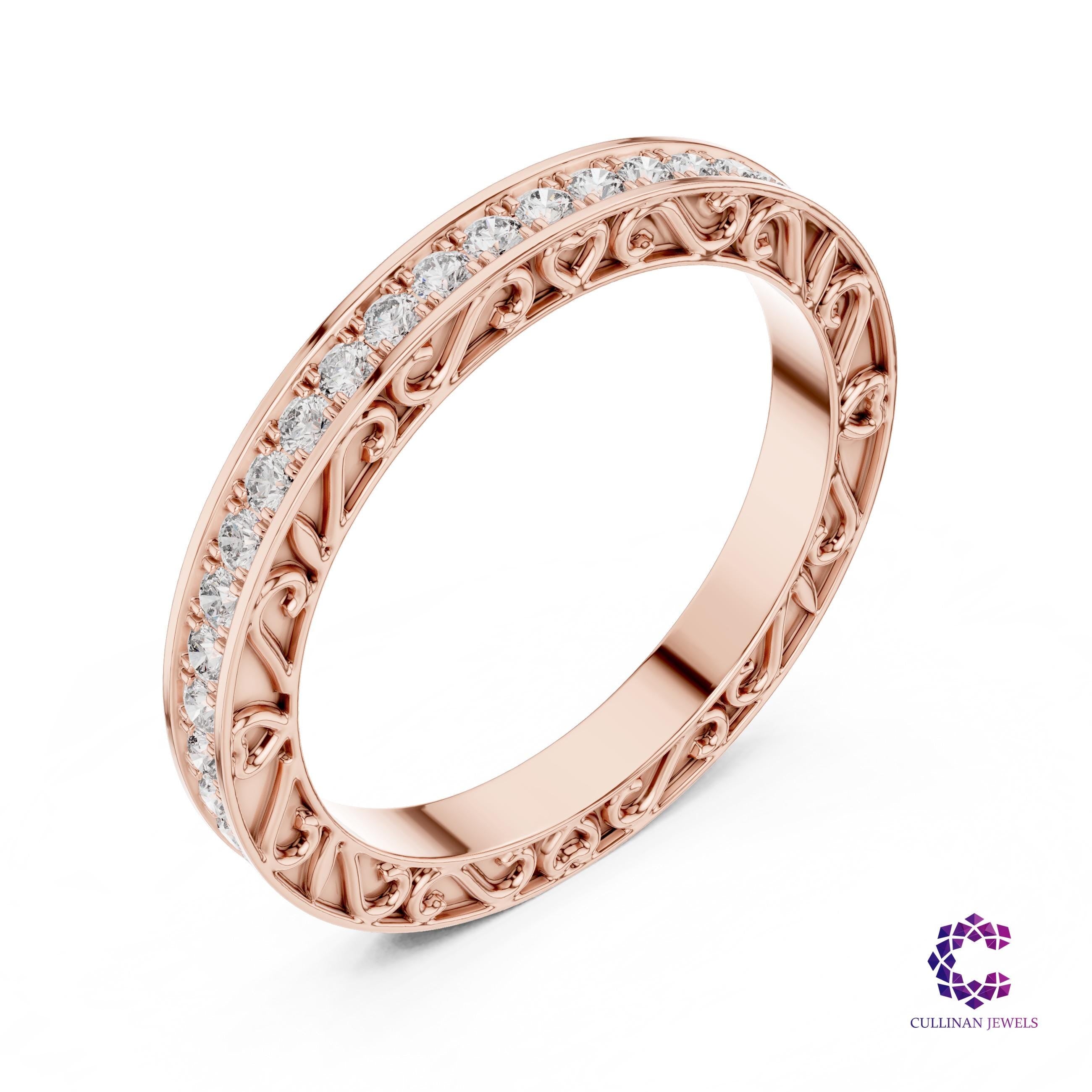 0.50ct Round Lab Grown Diamond Eternity Band in 14K Solid Gold Heart Cutout Ring