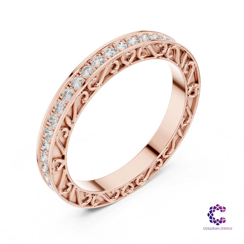 0.50ct Round Lab Grown Diamond Eternity Band in 14K Solid Gold Heart Cutout Ring