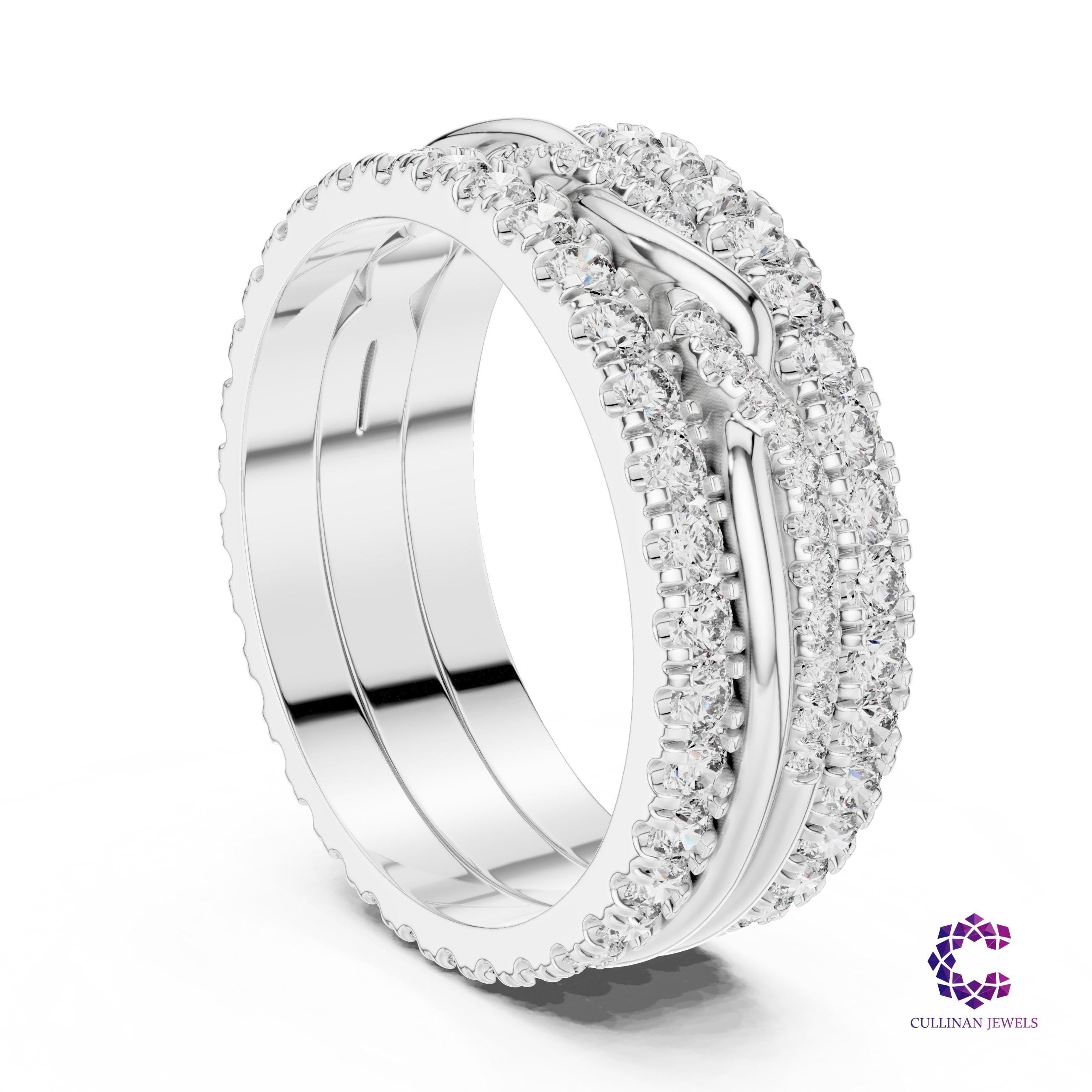 1.41 TCW Round Lab Grown Diamond Wide Eternity Band Ring in 14K Solid Gold