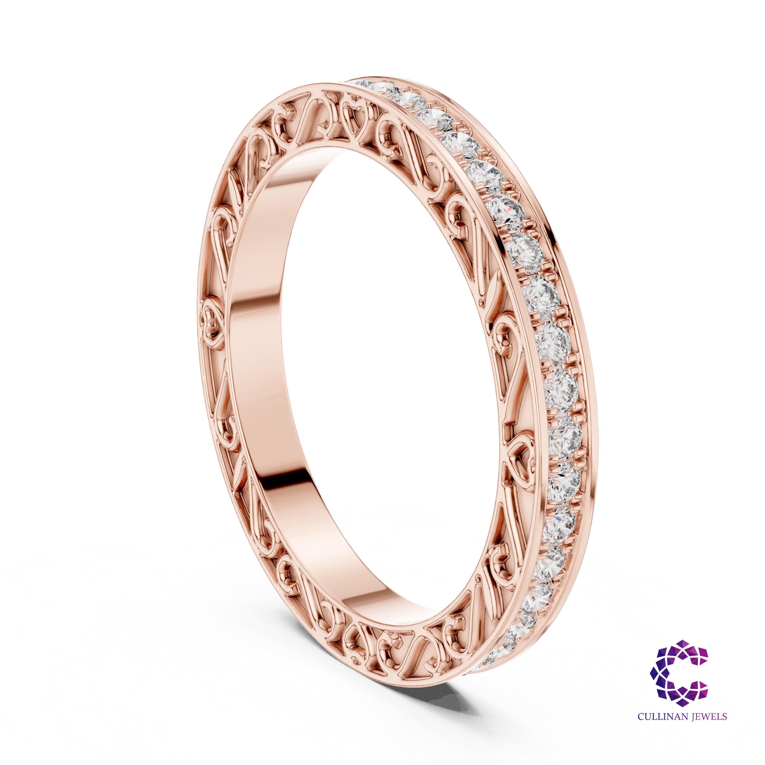 0.50ct Round Lab Grown Diamond Eternity Band in 14K Solid Gold Heart Cutout Ring