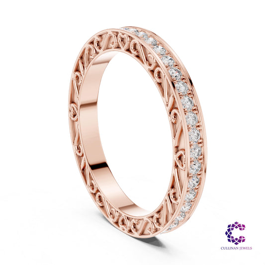 0.50ct Round Lab Grown Diamond Eternity Band in 14K Solid Gold Heart Cutout Ring