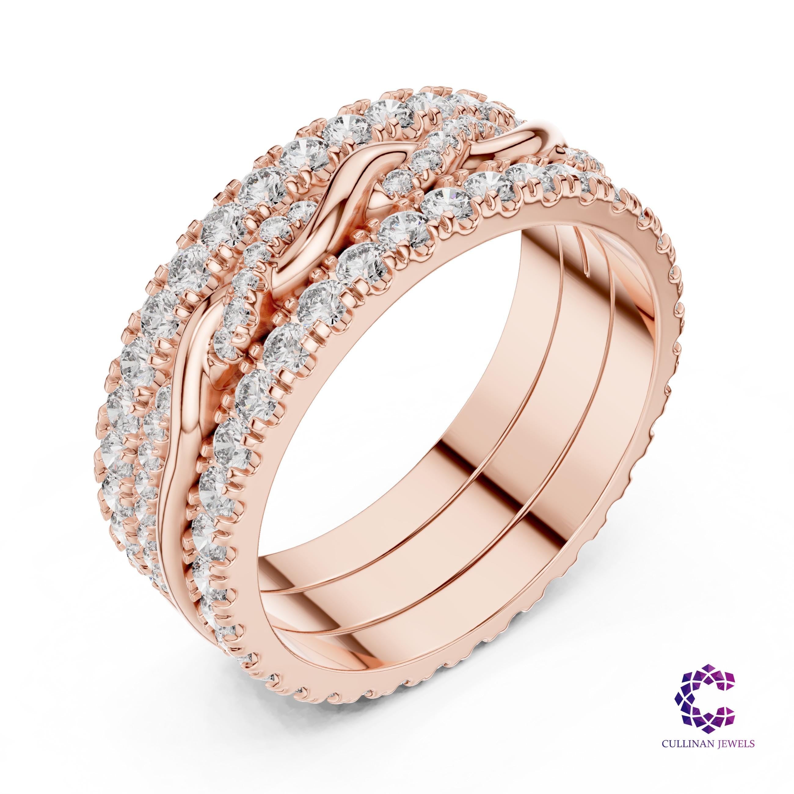 1.41 TCW Round Lab Grown Diamond Wide Eternity Band Ring in 14K Solid Gold